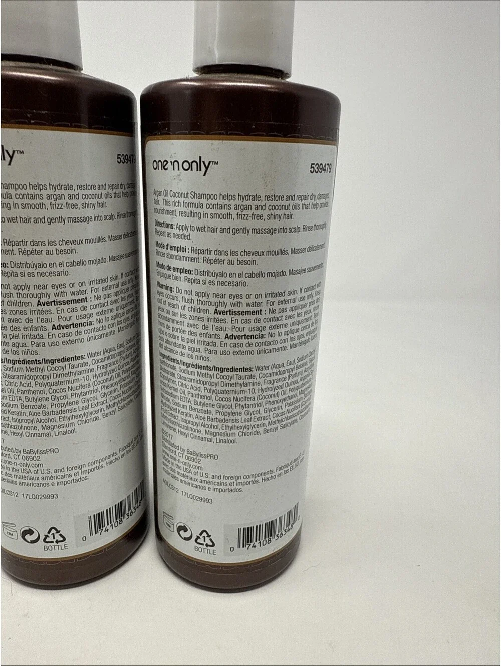 One N Only Coconut With Argan Oil Shampoo Nourishes And Restores 12 oz Lot of 2